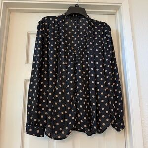 Jcrew Womens Black Polka Dot Tie-Neck Blouse - Neutral Dot Print size 8